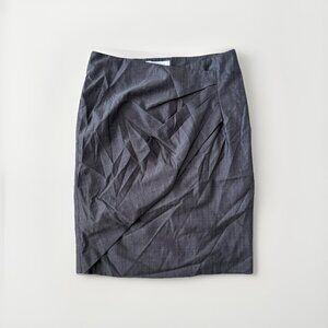 Max Mara Womens Pencil Skirt Gray Size Large Faux Wrap Side Zipper